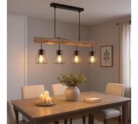 Suspension Éclairage/Lampe de Salon Grille Holzleuchte 4 à Flammes LED H 140 CM