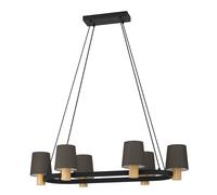 Suspension EDALE E27 6X40W en acier et bois noir et marron 1080x510x1100mm