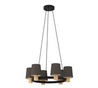 Suspension EDALE E27 6X40W en acier et bois noir et marron D700mm