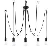 Lustre Tissu Noir E27 5 Edison