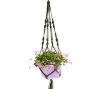 Suspension élégante en macramé pour plantes - Idéale pour la décoration de la maison dans les salons, les cuisines et les jardins - En corde de nylon (vert armée)