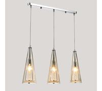 Suspension élégante en Verre à 3 Lampes, Lustre linéaire Moderne pour îlot de Cuisine, plafonnier chromé pour Salle à Manger, réglable, Perles de Cristal E14, Lampe Suspendue en ve