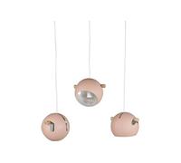 Lampe Suspension Design 3 Lampes "Tubbie" 73cm Rose Poudré