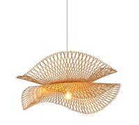Suspension En Bambou, Luminaire Suspendu En Bambou À Une Lumière, Abat-Jour En Osier, Panier Tressé, Lustre Rustique, Suspension Artisanale En Osier Tressé Pour Îlot de Cuisine, Salle À Manger de Styl