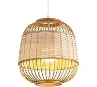 Suspension en bambou naturel, style vintage, avec panier en bois et suspension réglable de 119 cm, luminaire de salle à manger de style zen asiatique, pour chambre à coucher, chambre d'enfant, matéria