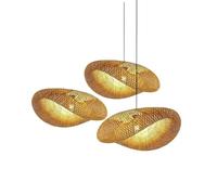 Suspension en Bambou tissé à la Main 38 cm Lampe de Plafond Suspendue Lustre Luminaire Rotin Artisanat Tissé Décoration de Chambre à Coucher Suspension Bambou