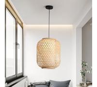Suspension en Bambou tissé à la Main, Abat-Jour Artisanal en rotin, Design rétro décoratif, Lampe de Plafond avec Cordon réglable, pour Salle de Lecture et Salle à Manger intérieures.