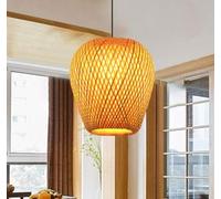 Suspension en bambou tissé à la main Abat-jour double couche Plafonnier creux en bambou tissé Lustre pour bar, café, salle à manger, hôtel, style 2