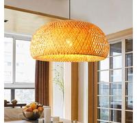 DUNMW Suspension en bambou tissé à la main Abat-jour double couche Plafonnier creux en bambou tissé Lustre pour bar, café, salle à manger, hôtel, style 1