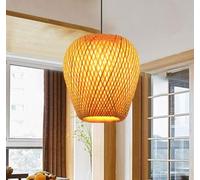 Suspension en bambou tissé à la main Abat-jour double couche Plafonnier creux en bambou tissé Lustre pour bar, café, salle à manger, hôtel, style 2