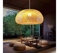 Suspension en Bambou Tissé à la Main Style Zen Lustre en Bambou Plafonnier Plafonnier Lustre en Bambou Naturel pour Chambre, Salon, Salon de Thé, 11.1''*6.3''