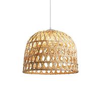 Suspension en Bambou Tropical, dôme en rotin tressé à la Main, Abat-Jour Simple en Osier Naturel, luminaire Rustique pour îlot de Cuisine, Chambre d'enfant, Beige, E27, Hauteur réglable