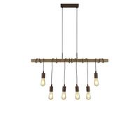 Suspension En Bois 100 Cm De Long H: Max. 1,5 M 6-Flammes E27 Table À Manger