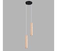Suspension en Bois à LED, Lampe de Chevet, Spot Suspendu, 3 Modes de Couleur, luminaire Suspendu pour îlot de Cuisine, Lustre en Bois pour Salon, Chambre, café, Bar (Bois 2 lumières)