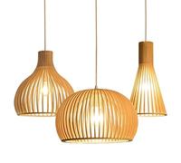 Suspension en bois créative Journal simplifié Abat-jour Plafonnier Lustre Plafonnier Luminaire Suspendu Pour Salle À Manger, Salon, Chambre, Modèle 1