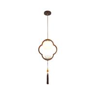 Suspension En Bois de 59 Cm Avec Cordon Ajustable de 100 Cm, Abat-Jour En Céramique En Forme de Lotus Pour Salon, Style Oriental, Lustre Zen Élégant Pour La Décoration Intérieure.