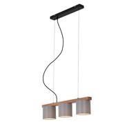 Suspension en bois et tissu, 3 x E14, pour salon ou salle à manger, au-dessus de