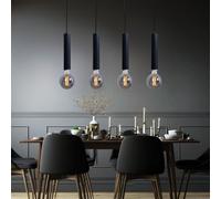 Suspension En Bois Lampe À Pendre Scandinave 4 Flammes Noir E27 H 120Cm