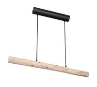 Suspension en bois longue lampe en bois suspension suspension en bois, grain naturel noir -mat, 1x LED 15W 1062Lm blanc chaud, L 80 cm
