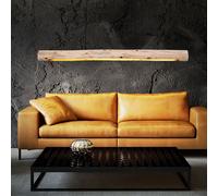 Suspension en bois longue lampe en bois suspension suspension en bois, grain naturel noir -mat, 1x LED 15W 1062Lm blanc chaud, L 80 cm