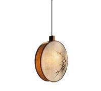 Suspension En Bois Massif, Lampe Suspendue Ronde En Tissu, Plafonnier Led Avec Douille E26/E27 Pour Salle À Manger, Îlot de Cuisine, Chambre, Salon, Entrée, Couloir, Bureau/Antichambre (Grand Format)/