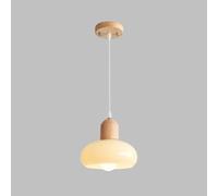 Suspension en bois, suspension en forme de bûche avec abat-jour en verre blanc, douille E27, suspension de salle à manger style milieu du siècle, plafonniers minimalistes nordiques pour chevet, îlot d