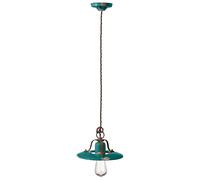 Suspension En Céramique Métal E27 D: 25 Cm Petrol Shabby Antique Vintage