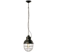Suspension En Céramique Noire Ø 26 Cm Shabby Antique E27 Fait Main