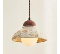 Suspension en céramique Peinte à la Main, luminaire G9 avec aents en Bois, Lampe Suspendue à Cordon réglable, Style Rustique pour îlot de Cuisine, Salle à Manger, café, Boutique