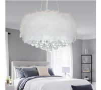 Suspension en Cristal à Plumes, luminaire de Plafond réglable de Luxe de Style Nordique, idéal pour Une Salle à Manger, Un Salon, Une Chambre à Coucher, Un Restaurant ou Un hôtel, Rose, 49,5 cm (Viol
