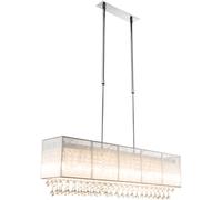Suspension en cristal, lampe de table à manger, lampe suspendue LED, lampe suspendue de salon, hauteur réglable 75-120 cm, verre de soie chromé, 8x 3W 8x 280lm blanc chaud, LxH 90x 120 cm