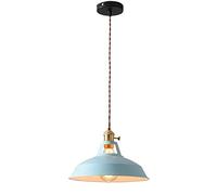 Suspension en Fer forgé de Style Nordique, Abat-Jour E27, luminaire décoratif de Plafond à Une tête, idéal pour Un Salon ou Une Salle à Manger (Bleu)