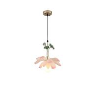 Suspension En Fer Forgé Et Résine Céramique, Diamètre 30 Cm, Hauteur 30 Cm, Câble de 150 Cm, Ampoule E26, Motif Fleur de Lotus, Idéale Pour Une Entrée, Un Bureau, Un Salon Ou Une Antichambre.
