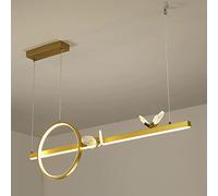 Suspension en Fer forgé, Lampe Suspendue linéaire en métal avec Anneau décoratif, Suspension LED Moderne pour Salle à Manger, luminaires minimalistes pour îlot de Cuisine et Bar
