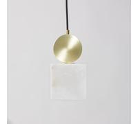 Suspension en gypse blanc et acier doré 12x120x12cm Blanc