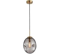 Suspension en Laiton brossé Style Milieu du siècle, Globe Nordique en Verre, Design Moderne et créatif, culot E26/E27, pour Salle à Manger (Gris Naturel, 18 cm)