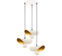 Suspension en métal - 3 abat-jours - L. 45 x H. 26-106 cm - Doré et blanc - VITTORIO