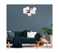 Suspension en métal MUDONI - 9 globes -H. 80 cm - Blanc et doré Blanc, Doré