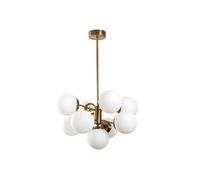 Suspension en métal - 9 globes - H. 80 cm - Blanc et doré - MUDONI