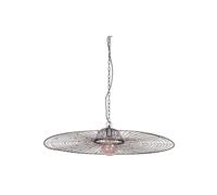 Suspension en métal argenté, E27, 1 ampoule, chaîne réglable, ronde, tressée, plate - Chehoma, Gardena - Ø93 cm H13 cm