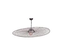 Suspension en métal argenté, grillagée, E27, 1 ampoule, XXL - Chehoma, Gardena - Ø120x30 cm