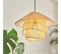 Suspension En Osier En Forme de Champignon, de Taille Pour Restaurant/Chambre À Couchernsion En Bambou, Panier En Rotin Tissé À La Main, Éclairagependu En Osier Naturel Pour Salle À Manger/Salon, Îlot