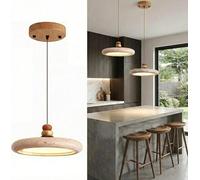 Suspension en pierre de travertin pour îlot de cuisine, luminaires suspendus naturels pour salle à manger et salon, lampe suspendue nordique réglable de style japonais avec LED intégrée de 28 W, lumiè