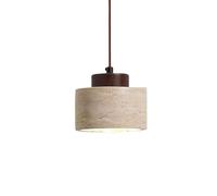 Suspension en pierre moderne - Mini luminaire suspendu cylindrique en marbre, lampe suspendue au plafond en pierre naturelle avec lustre vintage en bois for salle à manger, îlot de cuisine, chambre, f