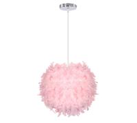 Suspension en Plume - WOTTES - Lustre Moderne Abat-jour Rose Ø30cm - Chambre - Extérieur