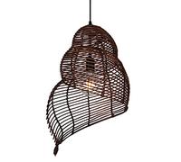 Suspension en rotin Naturel E27, Abat-Jour en Forme de conque, Suspension en Bambou tressé, 1 Lampe, Style bohème Moderne, luminaire décoratif pour Restaurant, Salon de thé, Chambre à Coucher