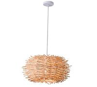 Suspension en rotin Style rétro, Abat-Jour nid d'oiseau en Bambou, Finition Osier Naturel, Douille E26, luminaire décoratif Salon de thé ou Villa.