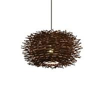 Suspension en rotin Style rétro, Abat-Jour nid d'oiseau en Bambou, Finition Osier Naturel, Douille E26, luminaire décoratif Salon de thé ou Villa.