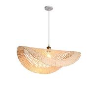 Suspension en rotin tissé à la Main, Abat-Jour en Bambou tissé à la Main, Suspension en rotin Naturel, Cordon réglable de 120 cm, luminaire de Plafond Rustique pour Salle à Manger, Salon