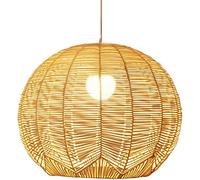 Suspension en rotin Tropical - Luminaire de Plafond en Bambou pour îlot de Cuisine, Salle à Manger, Bar ou Salon - Design tressé élégant (50 cm)